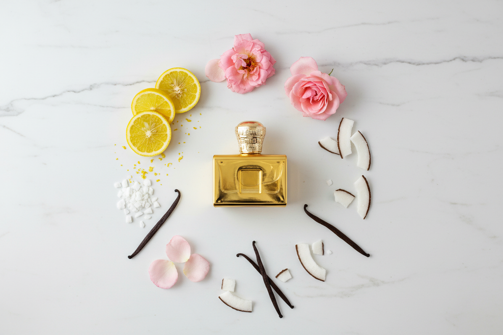 MAJESTIC Golden Bottle with Fragrance Notes